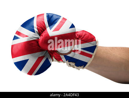 Royaume-uni flaged gants boxe avec bras- concept pour Brexit Banque D'Images