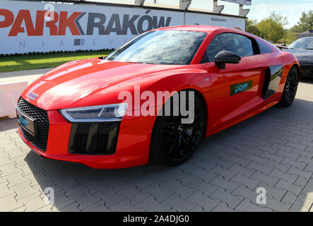 Cracovie. Cracovie. La Pologne. Audi R 8 voiture de sport. Banque D'Images