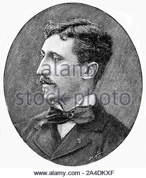 Portrait de Jean-Baptiste Édouard Detaille, 1848 - 1912, est un peintre et artiste militaire, vintage illustration de 1895. Montré ici 26 ans. Banque D'Images