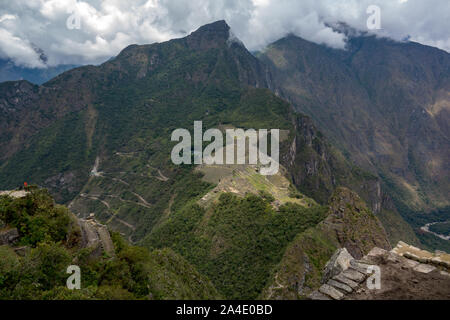 Vue de Machu Picchu de Hayna Picchu mountain Banque D'Images