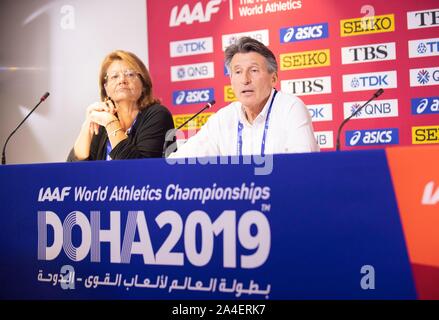 Sebastian Coe (Président de l'IAAF). PK final, Conférence de presse, le 6 octobre 2019 les championnats du monde 2019 à Doha/Qatar, à partir de la 27.09. - 10.10.2019. Dans le monde d'utilisation | Banque D'Images