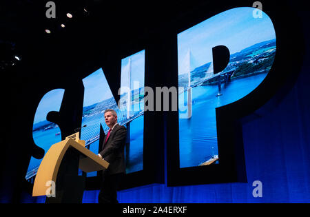 Retransmettre la modification de photo DATE Finances Secrétaire Derek Mackay s'adressant aux délégués lors de la conférence d'automne 2019 SNP lors de l'événement complexe dans Aberdeen. Banque D'Images