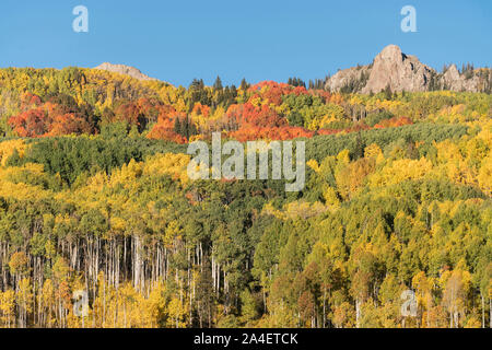 Une vue d'automne d'une partie de 'La Digue' dans la Forêt Nationale de Gunnison près de Kebler Pass en Californie. Banque D'Images