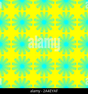 Motif floral de cyan transparent sur le fond jaune néon Banque D'Images