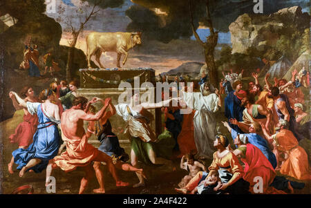 Nicolas Poussin, peinture, l'adoration du veau d'or, 1633-1637 Banque D'Images