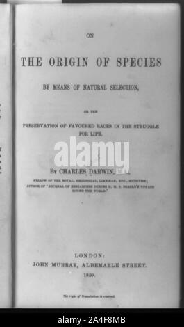 Page de titre de l'origine des espèces Banque D'Images