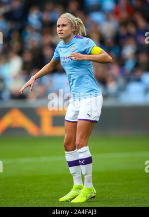 Manchester City Women's capitaine Steph Houghton au cours de la FA Women's super match de championnat au stade de l'Académie, Manchester Banque D'Images