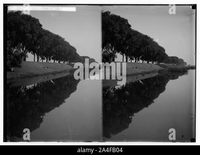 À Sinaï, via le désert. Avenue menant aux pyramides. Banque D'Images