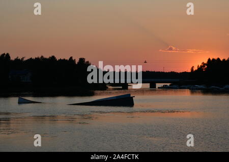 Coucher du soleil à Oulu Banque D'Images