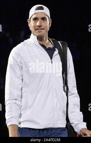 Tokyo, Japon. 14Th Oct, 2019. John Isner assiste à l'usure de la vie Tokyo UNIQLO journée caritative à Ariake Coliseum. Joueur de tennis professionnel Roger Federer est l'ambassadeur mondial d'UNIQLO qui a pris part à un événement de bienfaisance dans la région de Tokyo. Federer a annoncé son intention de participer aux Jeux Olympiques de Tokyo 2020. Credit : Rodrigo Reyes Marin/ZUMA/Alamy Fil Live News Banque D'Images