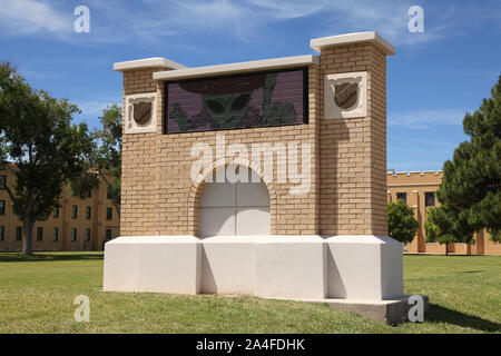 Roswell, Nouveau Mexique, USA - l'entrée à l'NMMI, New Mexico Military Institute Banque D'Images