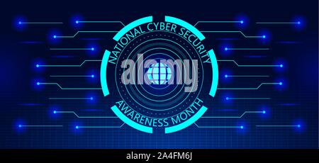 Le National Cyber Security Awareness Month NCSAM est observé en Octobre aux USA. Illustration de Vecteur