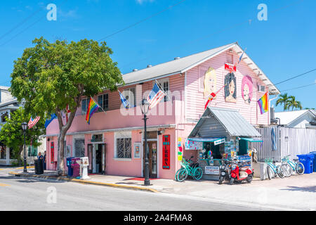 Key West, Floride, USA - 12 septembre 2019 : Rue calme à Key West, Floride, USA Banque D'Images