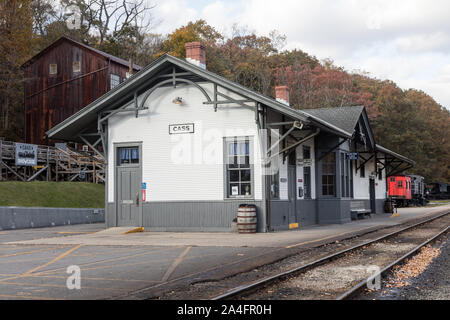 Train Depot dans le Old West Virginia Pulp & Paper Company Ville de Cass dans ce qui est aujourd'hui (2015) la Cass Scenic Railroad State Park en Virginie de l'Ouest Banque D'Images