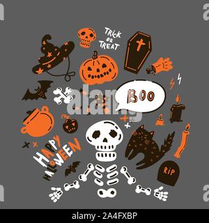 Collection de l'icône de l'halloween et de caractère. Illustration de Vecteur