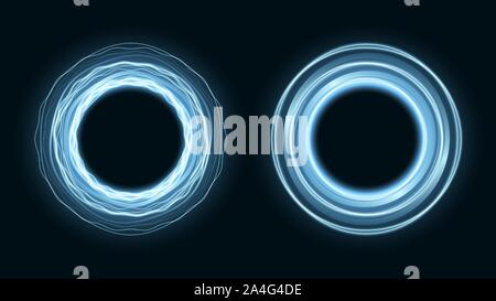 Glow néon dynamique cercle avec éclat. Forme arrondie avec moderne l'espace vide pour le texte. Vector illustration pour la publicité, bannière, carte Illustration de Vecteur