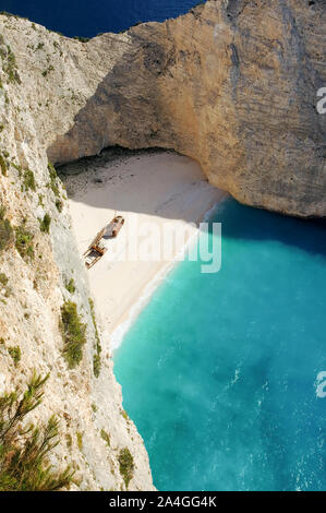 Zakynthos, la célèbre plage de Navagio', ou ''Shipwreck', l'un des plus populaires plages de sable dans le monde ! Banque D'Images