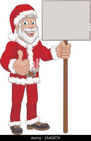 Les jeunes Santa Claus Holding Sign Cartoon de Noël Illustration de Vecteur