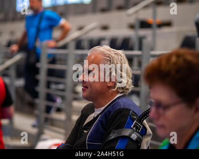 Sydney, Australie, 15 octobre, 2019. Patrick Moor, Autriche montres sur comme le dernier des concurrents de terminer leur 10m carabine à air mixte Qualification exposés SH-VI. Credit : Photability/Alamy Live News Banque D'Images