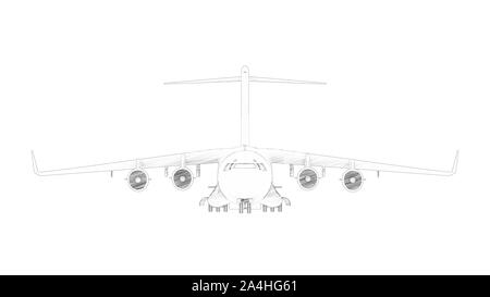 Le rendu 3D d'un millatary cargo isolé en fond blanc Banque D'Images