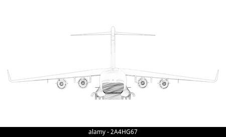 Le rendu 3D d'un millatary cargo isolé en fond blanc Banque D'Images