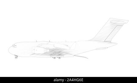 Le rendu 3D d'un millatary cargo isolé en fond blanc Banque D'Images