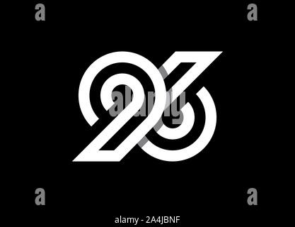 Numéro 96 minimaliste signe et symbole du logo. Noir et blanc. Illustration de Vecteur