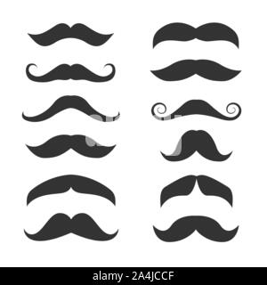 Moustache icon set. Drôle de fausses moustaches, symboles hipster Illustration de Vecteur