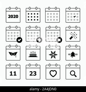 L'icône Calendrier 2020 jeu Illustration de Vecteur