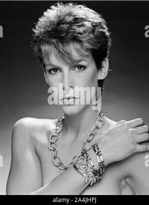 Jamie Lee Curtis, acteur. Nom complet pour Jamie Lee Curtis est Jamie Lee Haden-Guest, la Baronne Haden-Guest photographié en décembre 1983, lorsque son film Trading Places a été libéré. Jamie a joué dans l'Halloween en 1978, un poisson nommé Wanda en 1988 et True Lies en 1994. Photo prise vers le 1er décembre 1983 Banque D'Images