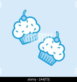 Icône Vecteur Muffins Cupcakes bleu simple Illustration de Vecteur