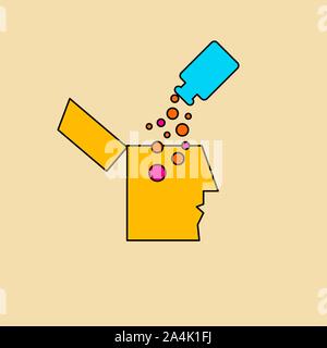 Santé mentale, pilules pour la dépression, l'icône de la psychiatrie, des pilules pour la santé du cerveau. Graphique vectoriel Illustration de Vecteur