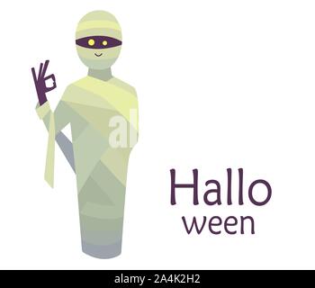 Illustration vecteur mignon colorées isolé sur fond blanc. Happy Halloween. Modèle de carte de vœux. Maman souriant avec la peau pourpre et jaune g Illustration de Vecteur