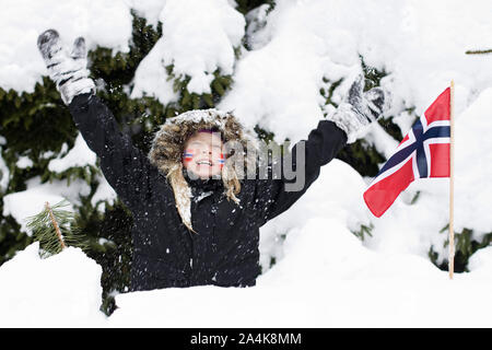 Fille de championnats du monde de ski nordique, Norvège Banque D'Images