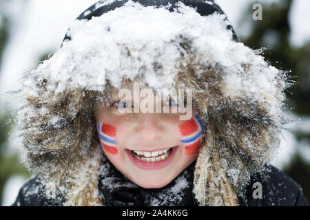 Fille de championnats du monde de ski nordique, Norvège Banque D'Images