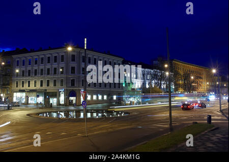 Lapsetorvet square à Oslo par nuit Banque D'Images