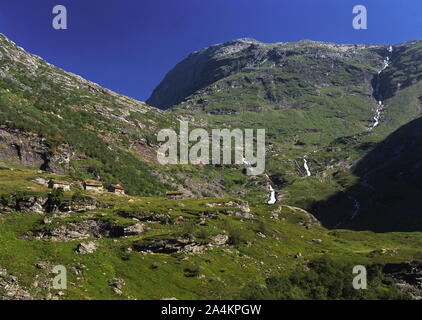 Ferme de montagne, montagnes de Geiranger, Møre og Romsdal Banque D'Images