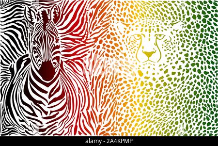 Zebra et cheetah couleur Illustration de Vecteur