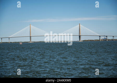 Arthur Ravenel Bridge à Charleston, Caroline du Nord, États-Unis Banque D'Images