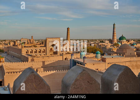 Panorama de la vieille ville de Khiva, Itchan Kala, l'Ouzbékistan, en Asie centrale Banque D'Images