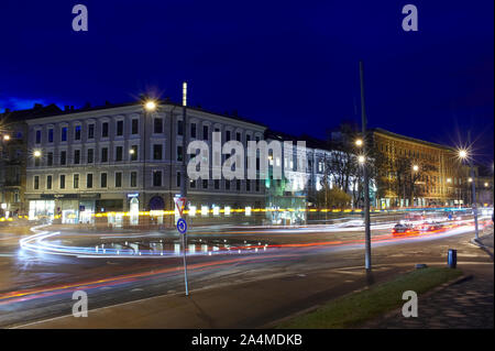 Lapsetorvet square à Oslo par nuit Banque D'Images