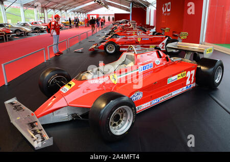 MUGELLO, IL, Octobre, 2017 : Ferrari F1 126 CK 1981 de Gilles Villeneuve et Didier Pironi au paddock de spectacle anniversaire Ferrari au Mugello 1947-2017 Banque D'Images