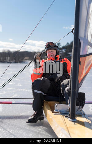 L'homme sur la glace Voile Banque D'Images