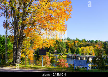 Scène d'automne dans la région de Baysville, et près de High Falls Bracebridge, Ontario, Canada à Muskoka et coloré avec de beaux arbres en automne. folige Banque D'Images