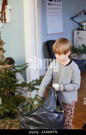 Nettoyage de l'arbre de Noël Banque D'Images