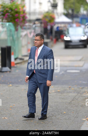 Alok Sharma MP (Int) Développement arrive à Downing Street pour un rassemblement au numéro 10, 2 septembre 2019. Banque D'Images