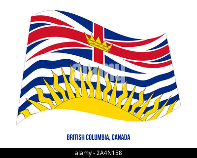 La Colombie-Britannique Drapeaux Vector Illustration sur fond blanc. Drapeau provinces du Canada. Bonne taille, de proportions et de couleurs. Banque D'Images