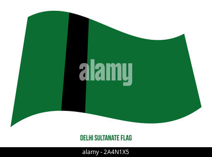 Sultanat de Delhi (1235-1554) Drapeaux Vector Illustration sur fond blanc. Un drapeau vert foncé avec une bande noire à gauche du Centre. Banque D'Images