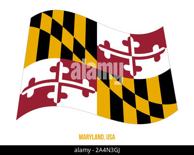 L'État du Maryland (USA) Drapeaux Vector Illustration sur fond blanc. Drapeau des États-Unis d'Amérique. Banque D'Images