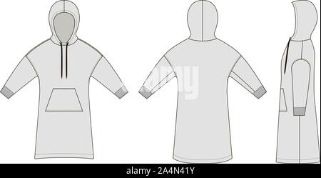 Mode technique croquis de longue smock dans vector graphic Illustration de Vecteur
